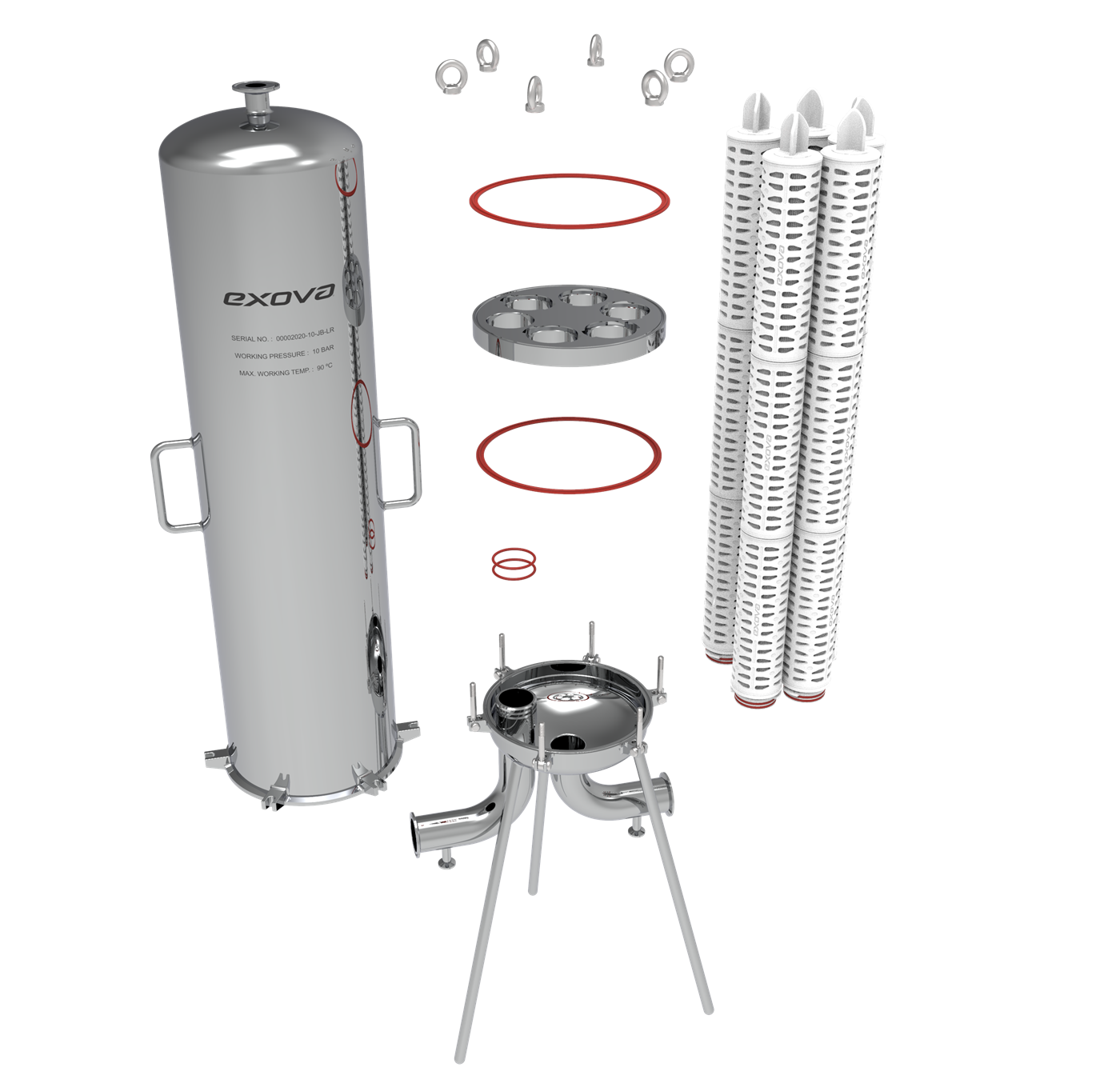 SaniFlow STE-X despiezada: cuerpo, placa portacartuchos, juntas y cartuchos