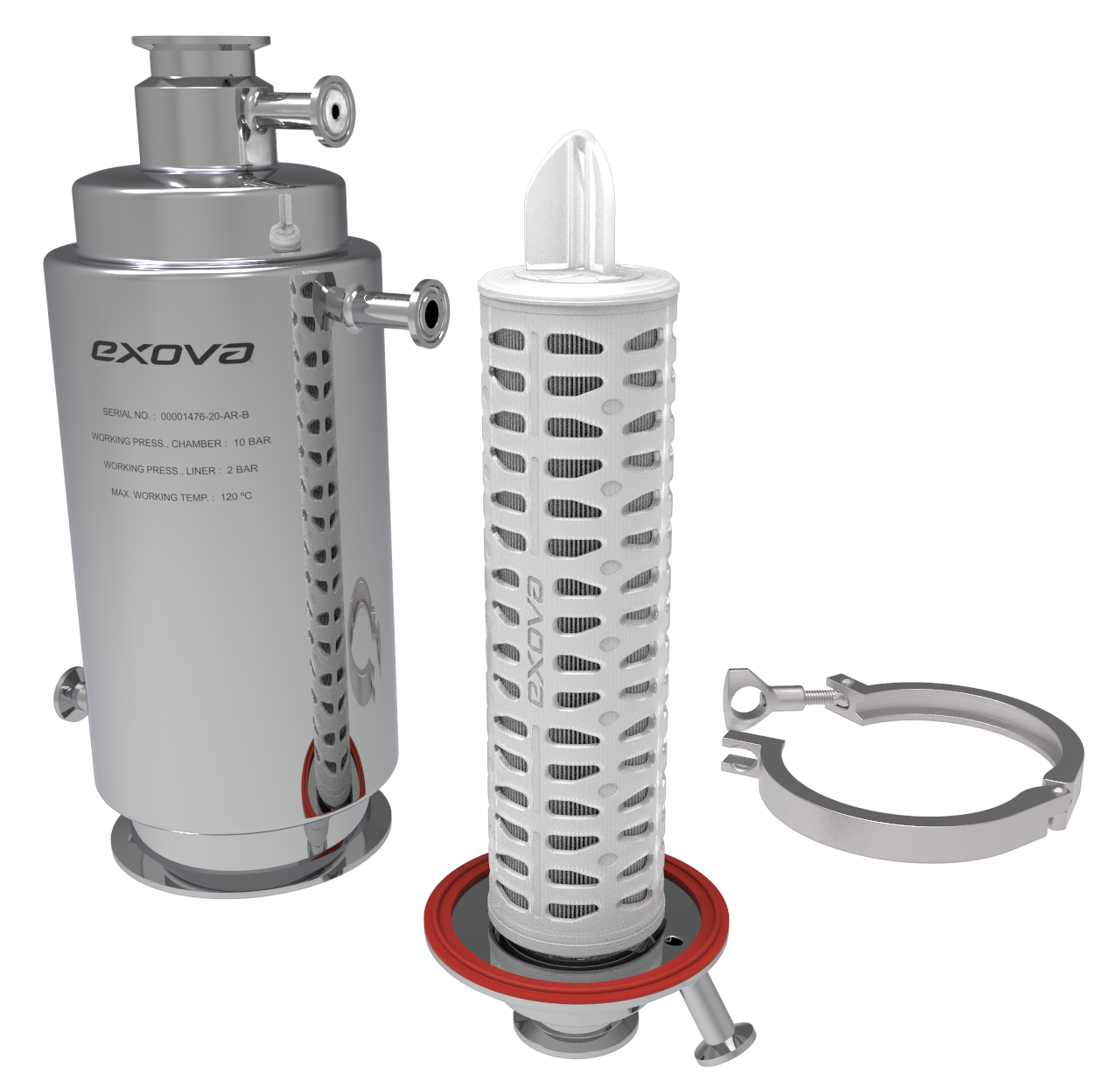 Carcasa portafiltro sanitaria SaniFlow SNU-01 para gases, acero inoxidable 316L