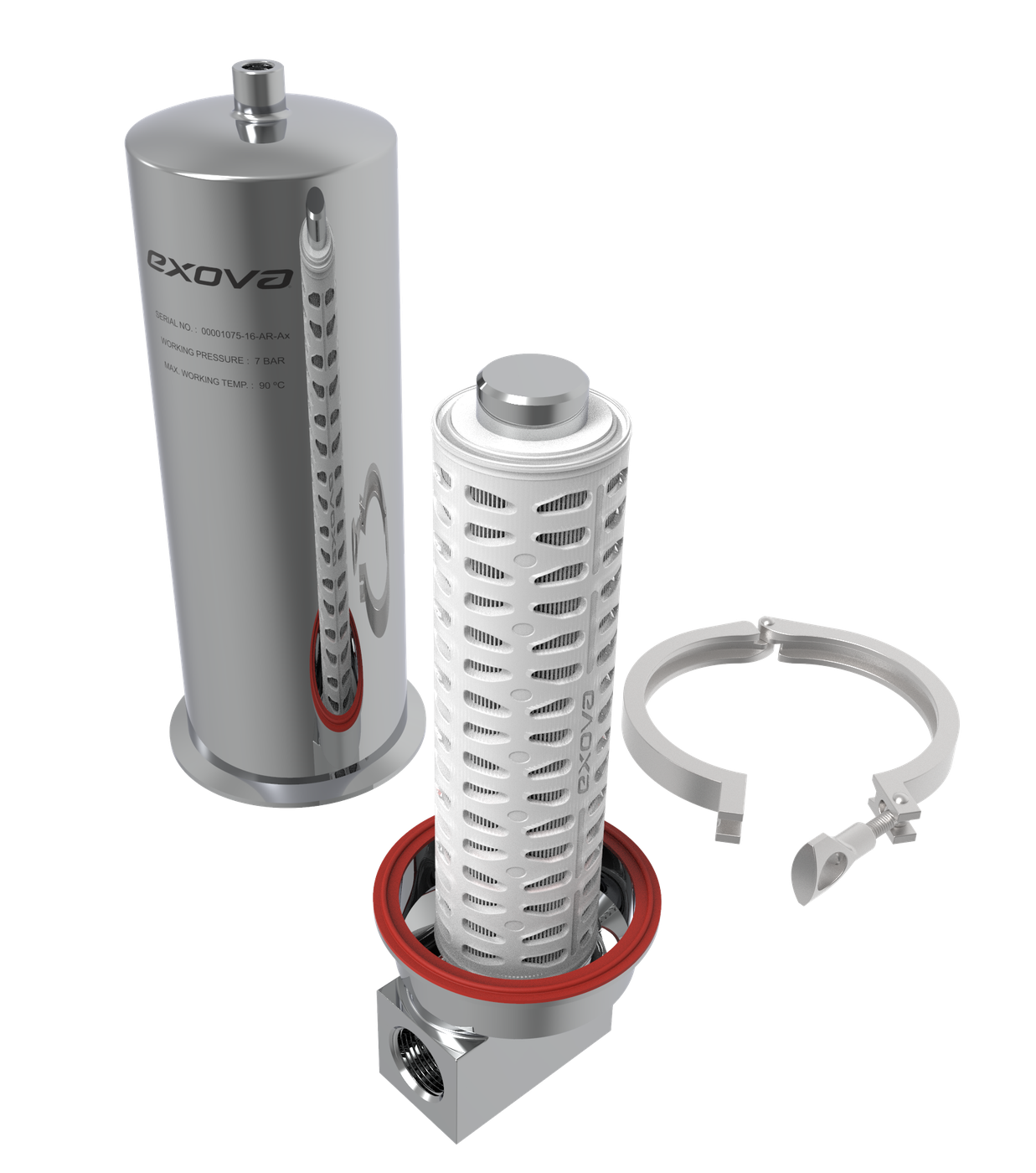 Carcasa portafiltro sanitaria SaniFlow STE-DO en 316L para cartuchos de doble extremo abierto